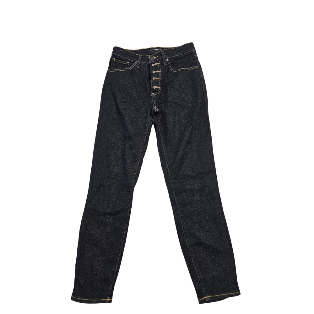 Lucky Brand High Rise Ankle Jeans Dark Wash Button Fly Indigo Denim Size 6/28